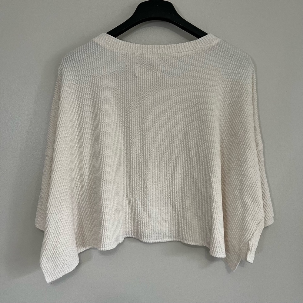 πΎ Simply Southern Ivory Ribbed Pocket Tee β Oversized Cropped Top L - Picture 2 of 11